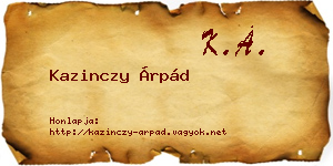 Kazinczy Árpád névjegykártya