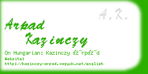 arpad kazinczy business card